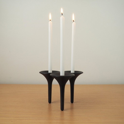 1970S Danish Design Brutalist Cast Iron Candle Holder By Holmgren For Illums Bolighus 