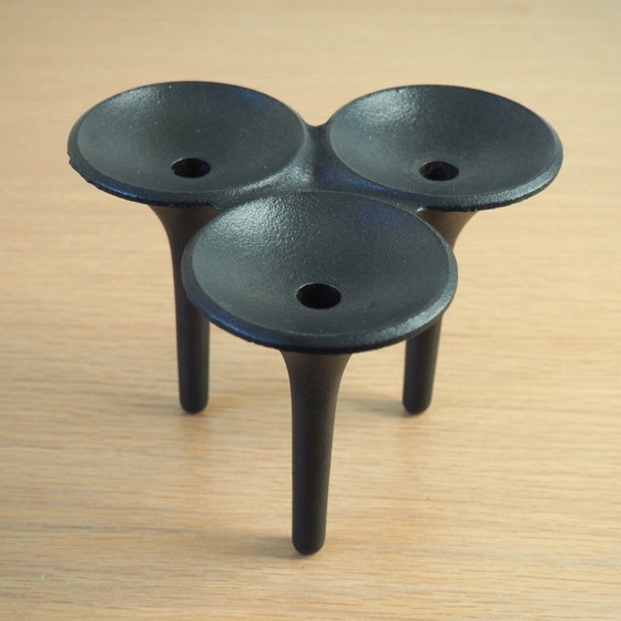 Image 1 of 1970S Danish Design Brutalist Cast Iron Candle Holder By Holmgren For Illums Bolighus 