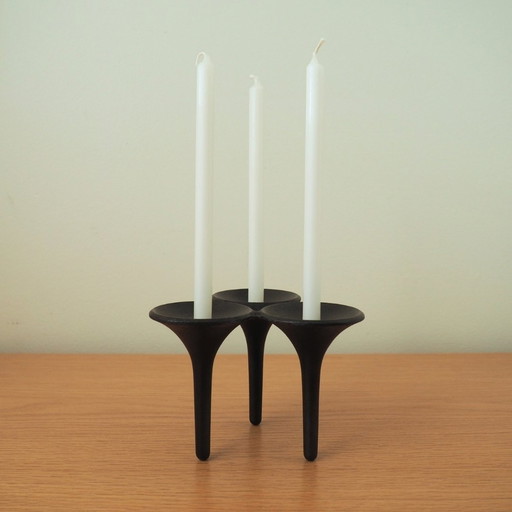 1970S Danish Design Brutalist Cast Iron Candle Holder By Holmgren For Illums Bolighus 