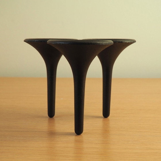 Image 1 of 1970S Danish Design Brutalist Cast Iron Candle Holder By Holmgren For Illums Bolighus 