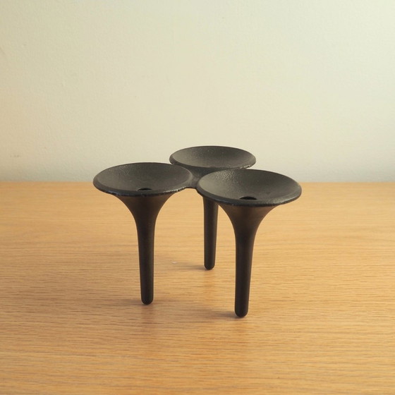 Image 1 of 1970S Danish Design Brutalist Cast Iron Candle Holder By Holmgren For Illums Bolighus 