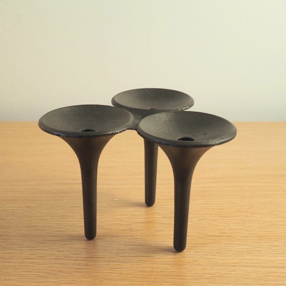 Image 1 of 1970S Danish Design Brutalist Cast Iron Candle Holder By Holmgren For Illums Bolighus 