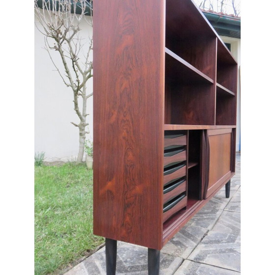 Image 1 of Vintage rosewood bookcase with sliding doors and drawers, Denmark 1960