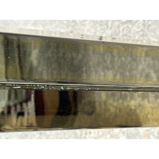 Image 1 of Italian vintage square table in moiré metal and elmwood burr, 1970