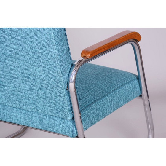 Image 1 of Coppia di poltrone vintage Bauhaus in acciaio cromato e tessuto di Karel E. Ort per Hynek Gottwald, Cecoslovacchia 1930