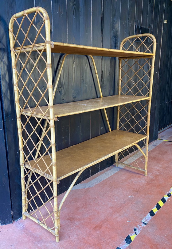 Image 1 of Louis Sognot Rattan shelving