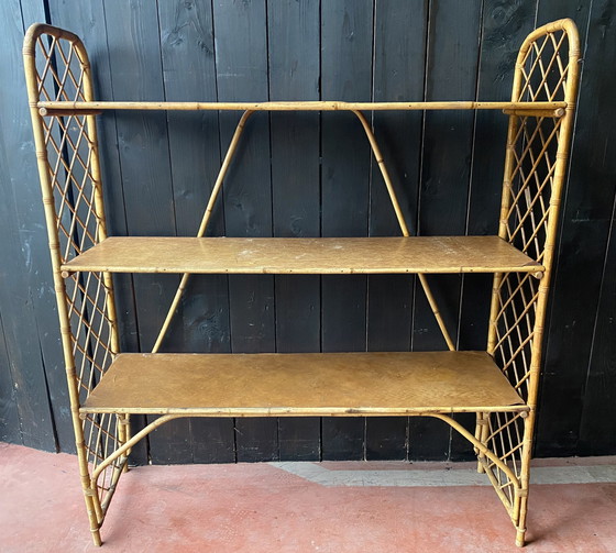 Image 1 of Louis Sognot Rattan shelving