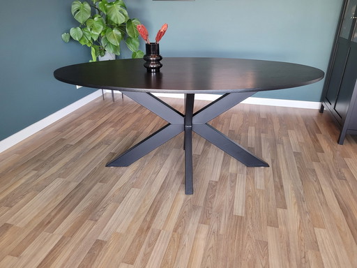 Oval Black Oak 4-6 Person Dining Table Kas20