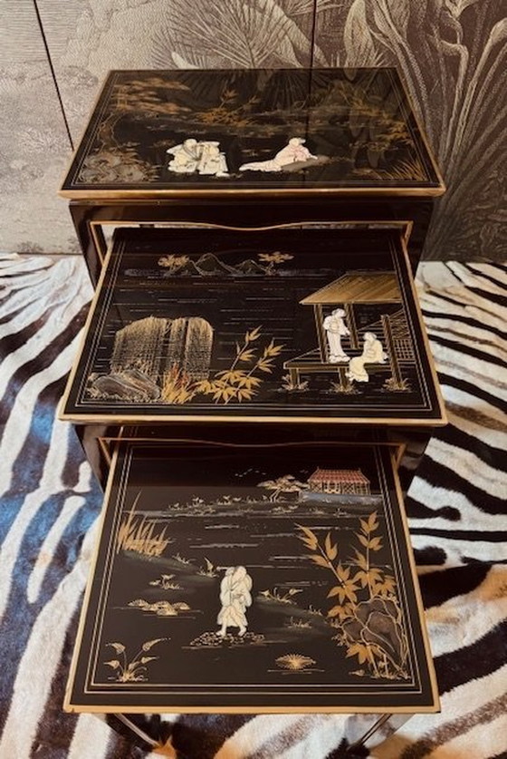 Image 1 of Chinese Handpainted 3 Piece Mimi Nesting Set