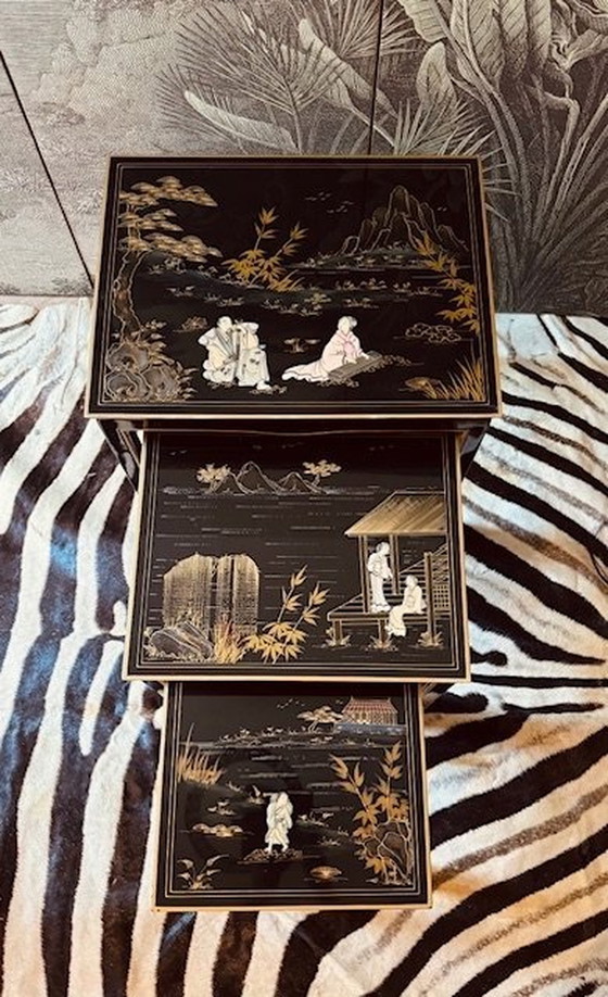 Image 1 of Chinese Handpainted 3 Piece Mimi Nesting Set