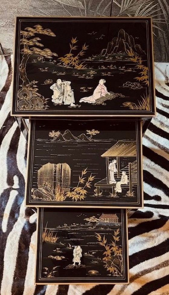 Image 1 of Chinese Handpainted 3 Piece Mimi Nesting Set