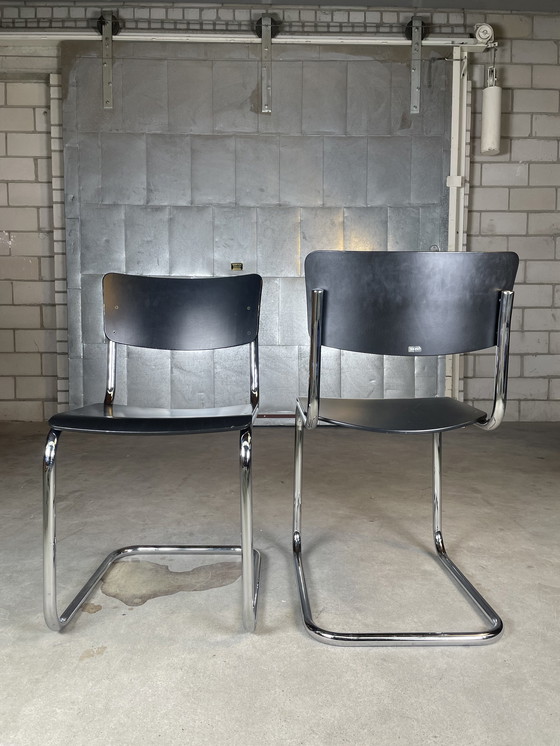 Image 1 of 2x vintage Thonet S43 tubular frame chair by Mart Stam