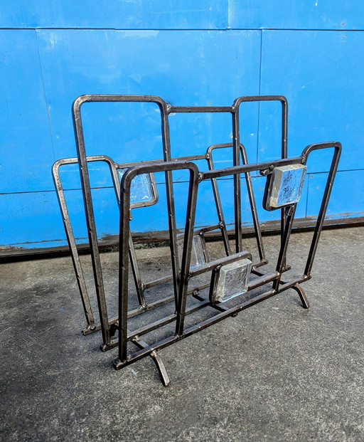 Vintage Magazine Rack Steel/ Glass, Denmark
