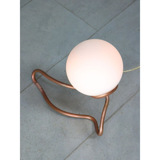 Image 1 of Vintage organic copper and opalin glass table lamp