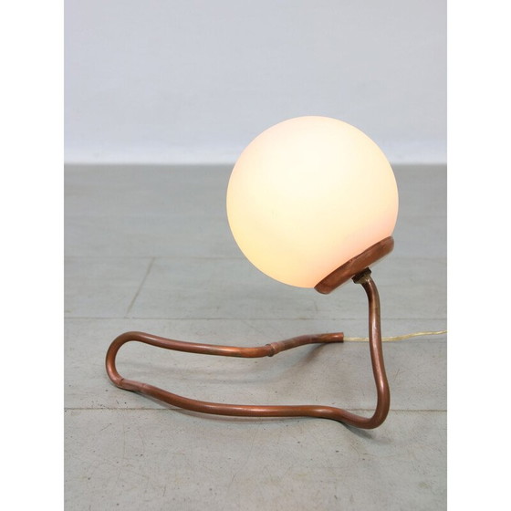 Image 1 of Vintage organic copper and opalin glass table lamp