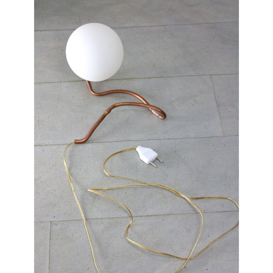 Image 1 of Vintage organic copper and opalin glass table lamp