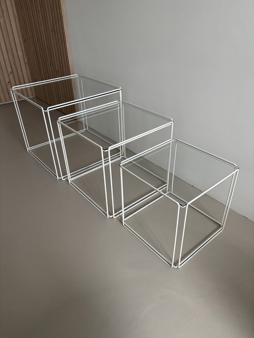 Set Of 3 Vintage Side Tables Isocele Max Sauze 70'S