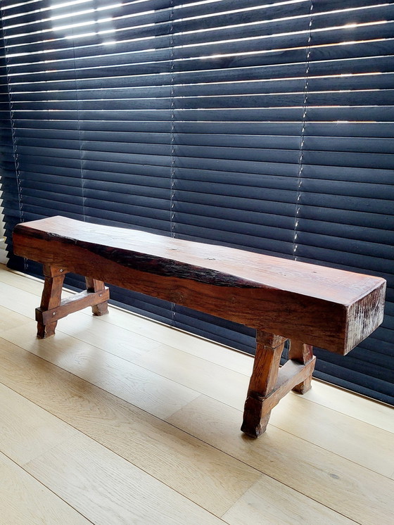 Image 1 of Robust Solid Wood Bench, Brutalist