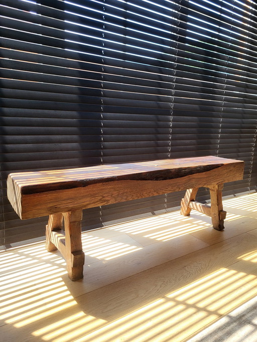 Robust Solid Wood Bench, Brutalist