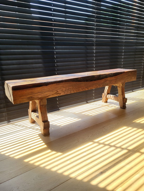 Image 1 of Robust Solid Wood Bench, Brutalist