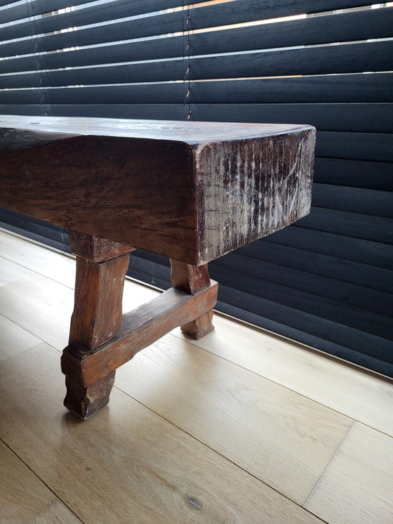 Image 1 of Robust Solid Wood Bench, Brutalist