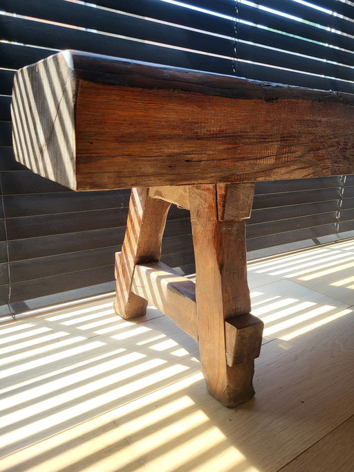 Robust Solid Wood Bench, Brutalist