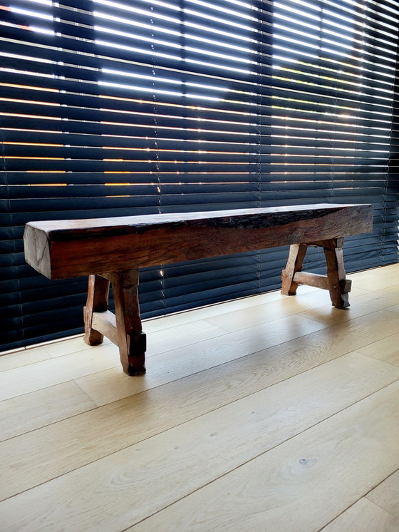 Image 1 of Robust Solid Wood Bench, Brutalist