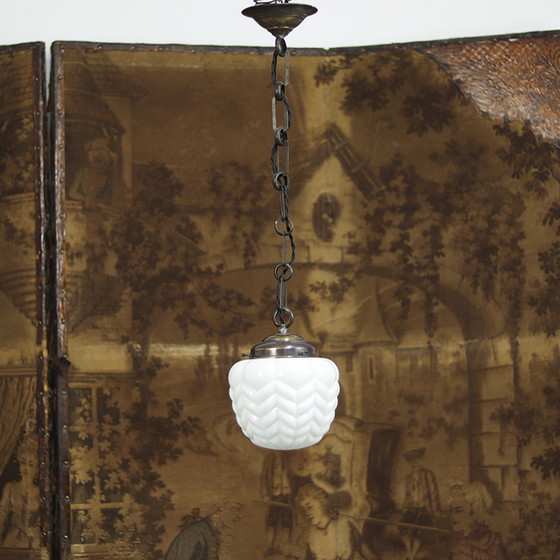 Image 1 of Art Deco Opaline Pendant Lamp