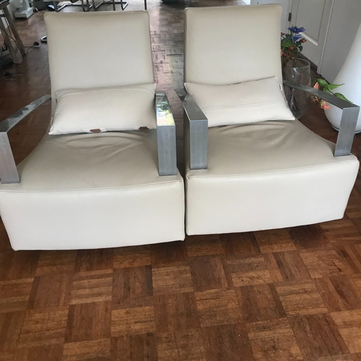 2x Ligne Roset by Alban-Sebastián Gilles fauteuil – Leather
