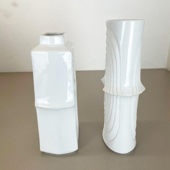 Image 1 of Pair of vintage porcelain Op Art vases by Royal Bavaria Kpm, Germany 1970s