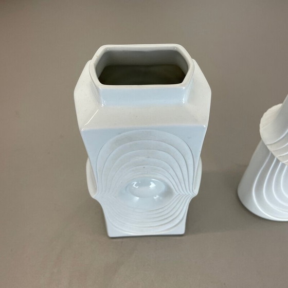 Image 1 of Pair of vintage porcelain Op Art vases by Royal Bavaria Kpm, Germany 1970s