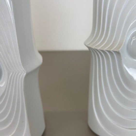 Image 1 of Pair of vintage porcelain Op Art vases by Royal Bavaria Kpm, Germany 1970s