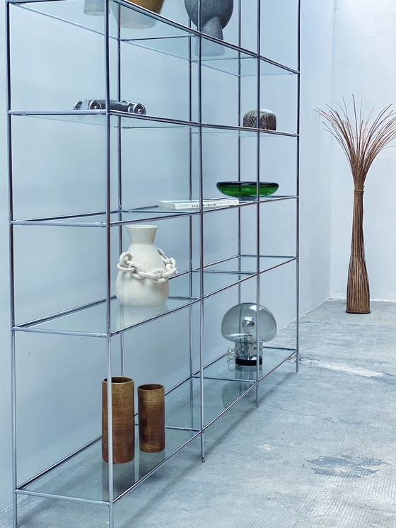 Image 1 of Poul Cadovious for Royal System "Abstracta" wall shelf system chrome glass Denmark 1960s