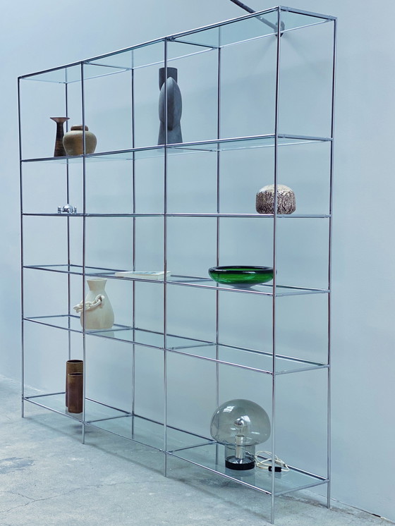 Image 1 of Poul Cadovious for Royal System "Abstracta" wall shelf system chrome glass Denmark 1960s