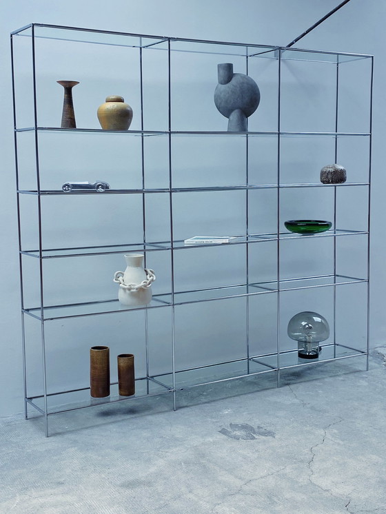 Image 1 of Poul Cadovious for Royal System "Abstracta" wall shelf system chrome glass Denmark 1960s