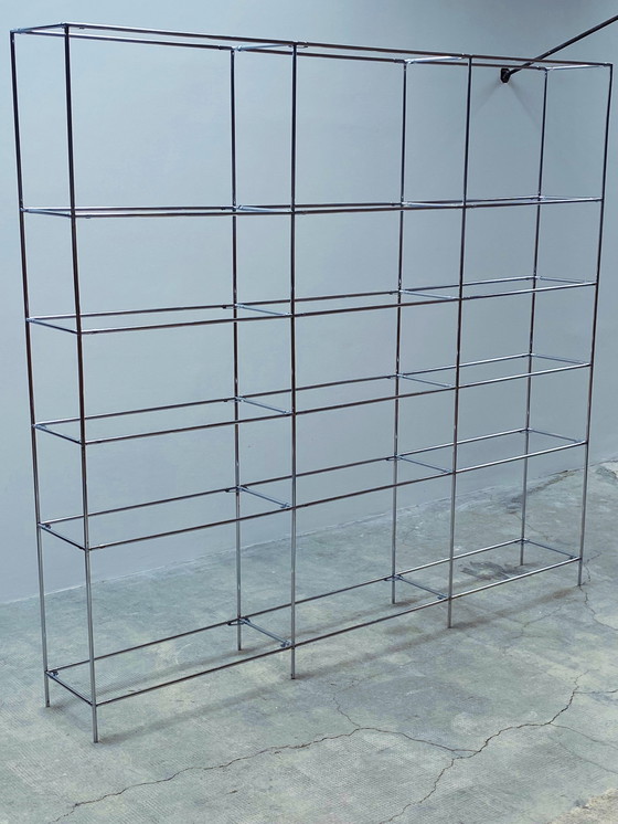 Image 1 of Poul Cadovious for Royal System "Abstracta" wall shelf system chrome glass Denmark 1960s