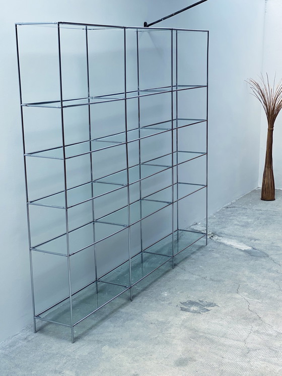 Image 1 of Poul Cadovious for Royal System "Abstracta" wall shelf system chrome glass Denmark 1960s