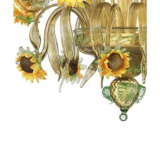 Image 1 of Contemporary Venetian Sunflowers Murano Glass Chandelier