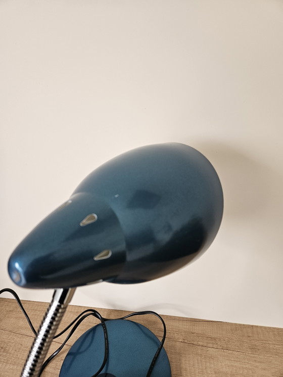 Image 1 of Lampada a collo d'oca vintage blu-verde brillante