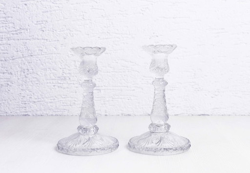 Pair of glass candlesticks in the Art Nouveau style