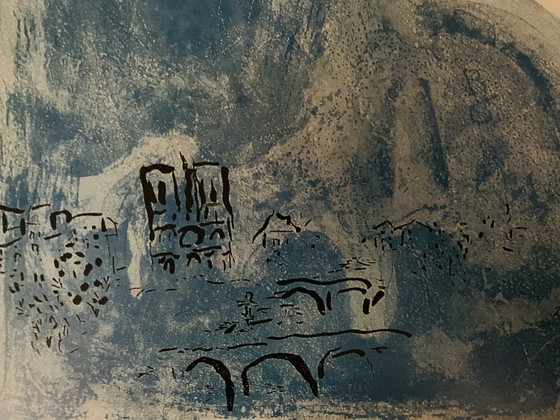 Image 1 of Marc Chagall "Le Ciel Bleu, 1964" Color Lithograph. Signed In The Plate. Of High Quality. In Excellent Condition.