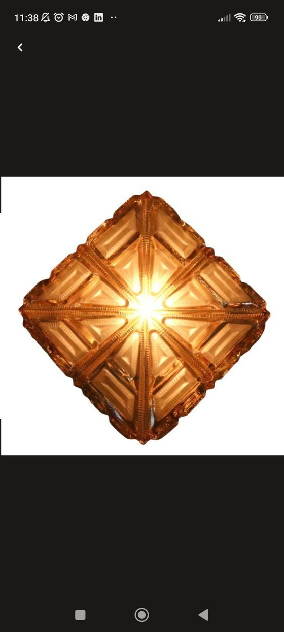 Image 1 of 3X Ceiling Light Nos Vintage Glass