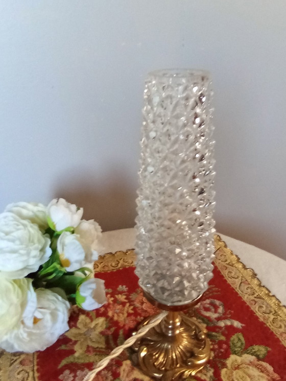 Image 1 of Retro Chic Bronze And Tapered Glass Diamond Point Table Lamp