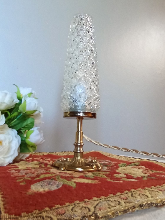 Image 1 of Retro Chic Bronze And Tapered Glass Diamond Point Table Lamp