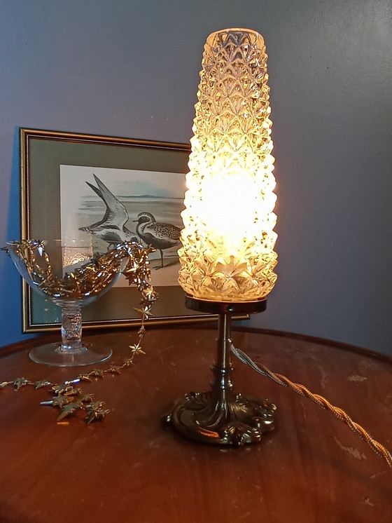 Image 1 of Retro Chic Bronze And Tapered Glass Diamond Point Table Lamp