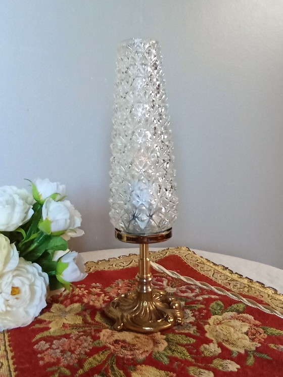 Image 1 of Retro Chic Bronze And Tapered Glass Diamond Point Table Lamp