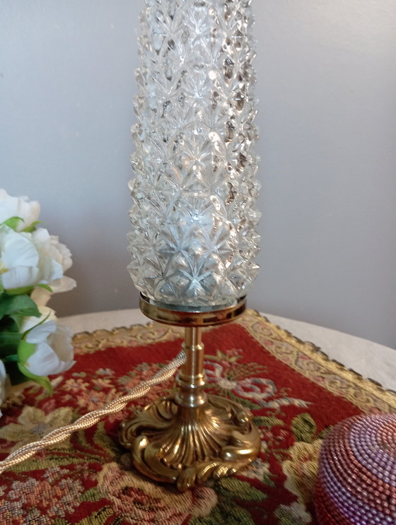 Image 1 of Retro Chic Bronze And Tapered Glass Diamond Point Table Lamp