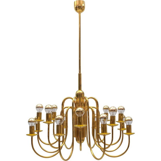 Image 1 of Vintage brass chandelier, Italy 1970