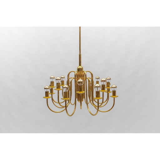Vintage brass chandelier, Italy 1970