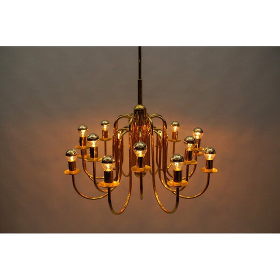 Image 1 of Vintage brass chandelier, Italy 1970